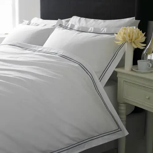 2 Row Cord Boutique Quality Egyptian 400 Thread Cotton Percale Bedlinen - Dove grey cording