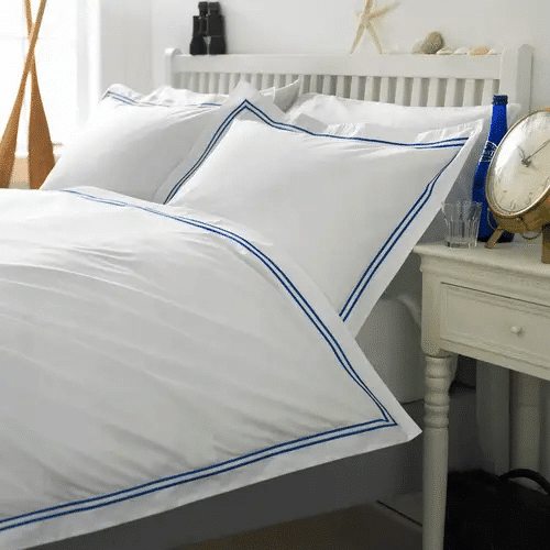 2 Row Cord Boutique Quality Egyptian 400 Thread Cotton Percale Bedlinen - Royal Blue cording