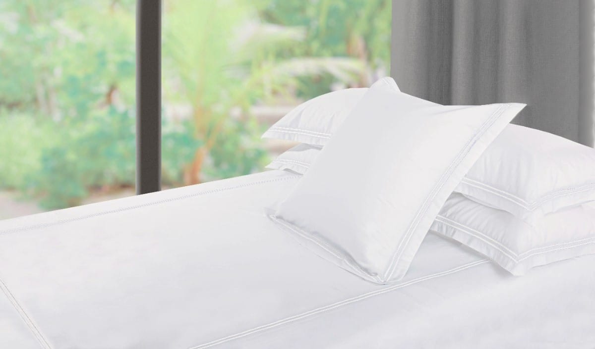 PIMA 750 Thread Cotton Sateen Bed Linen with 2 row White cord